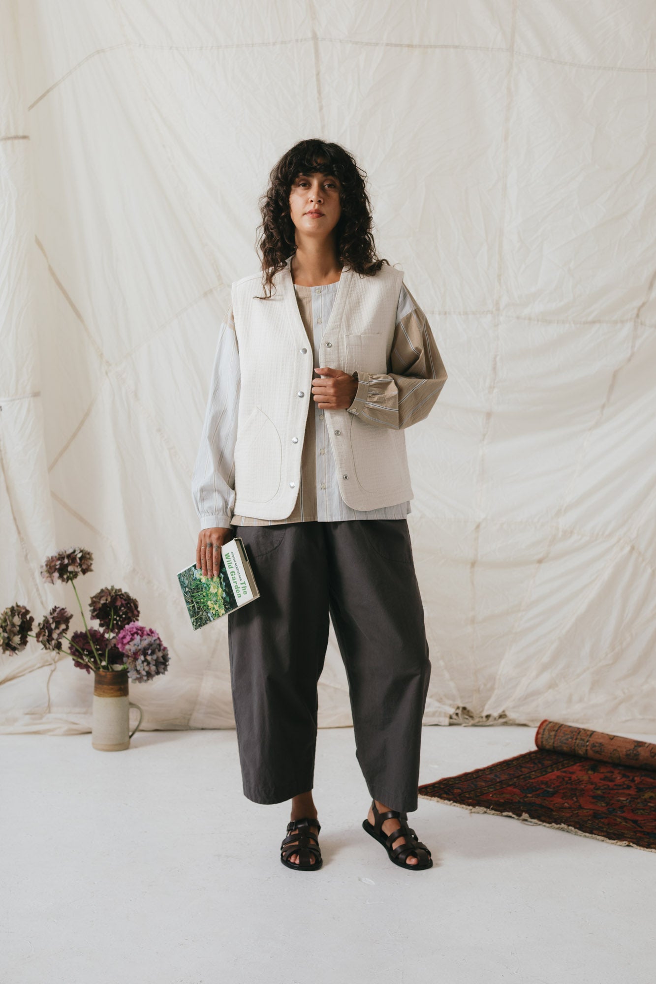 Studio Vest in Natural Sashiko