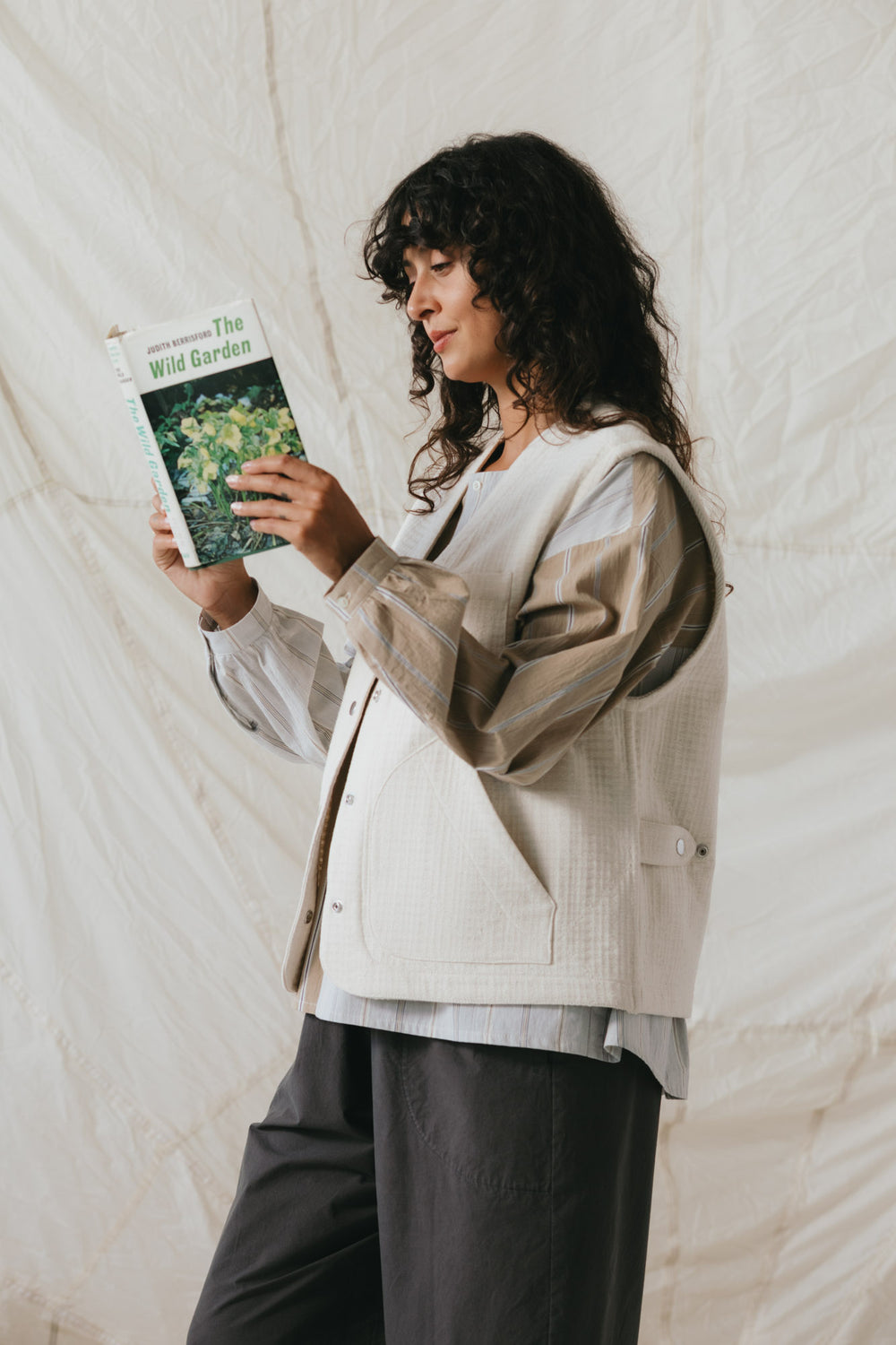 Studio Vest in Natural Sashiko