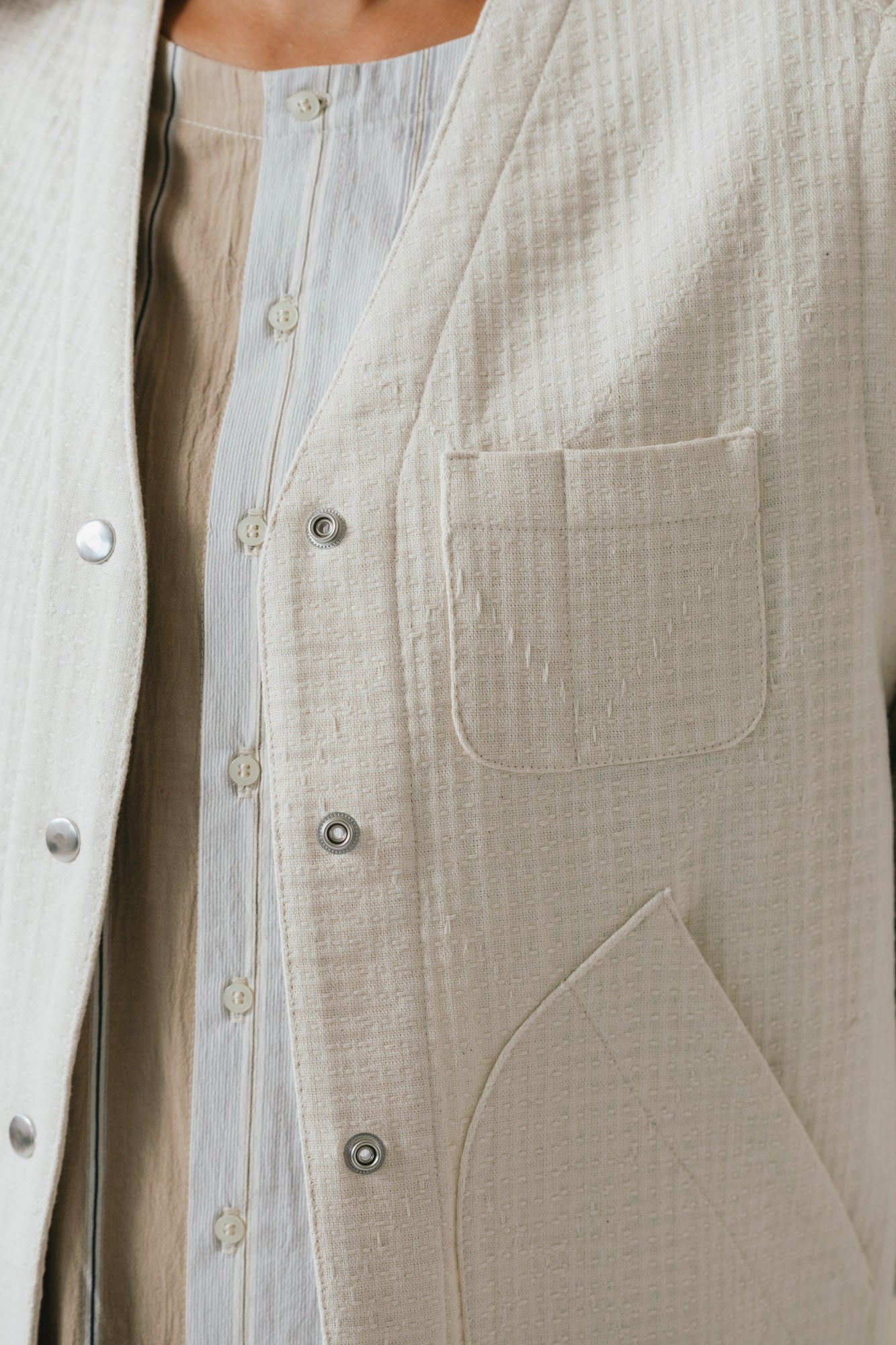 Studio Vest in Natural Sashiko