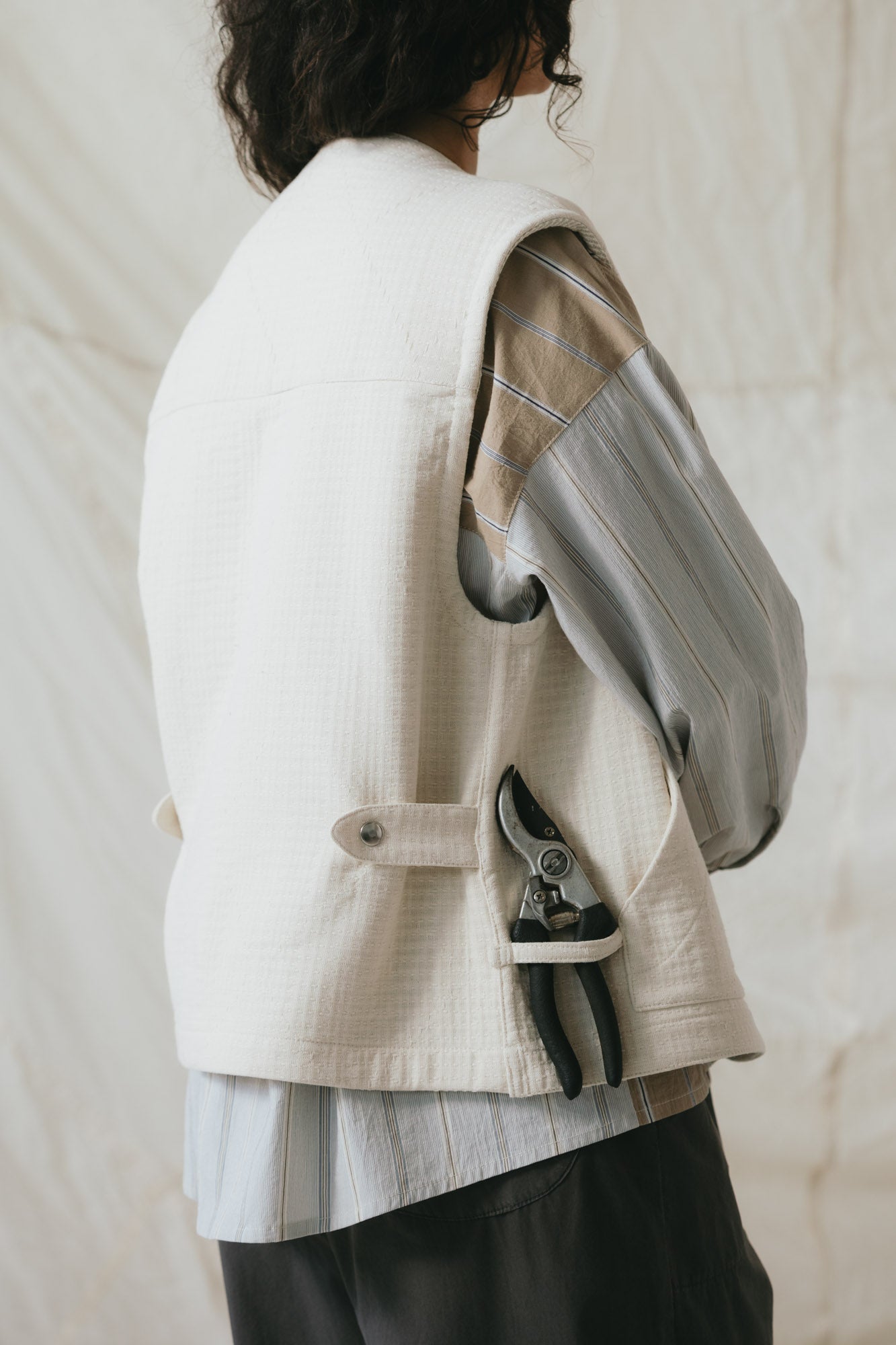 Studio Vest in Natural Sashiko