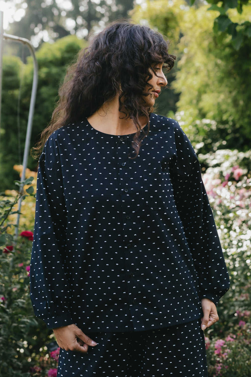 Rhys Top in Polka Dot Dobby