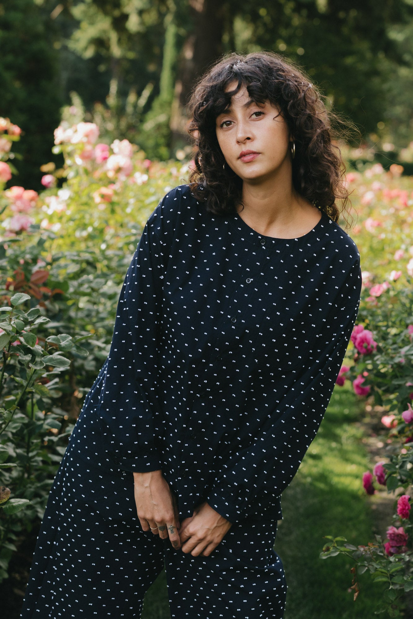 Rhys Top in Polka Dot Dobby